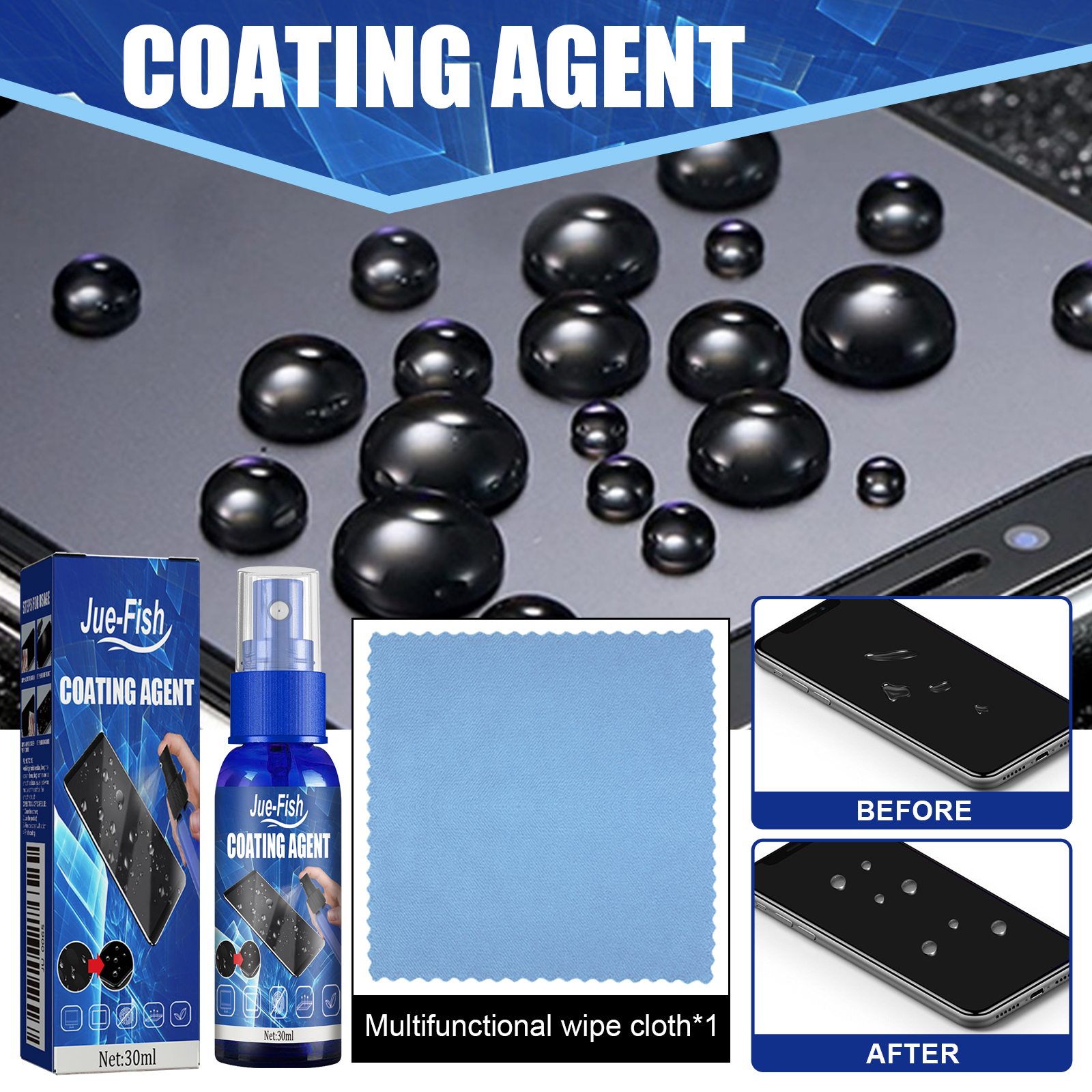 Oleophobic Coating Spray - Screen Coating Agent, Smartphone Screen Cleaner,