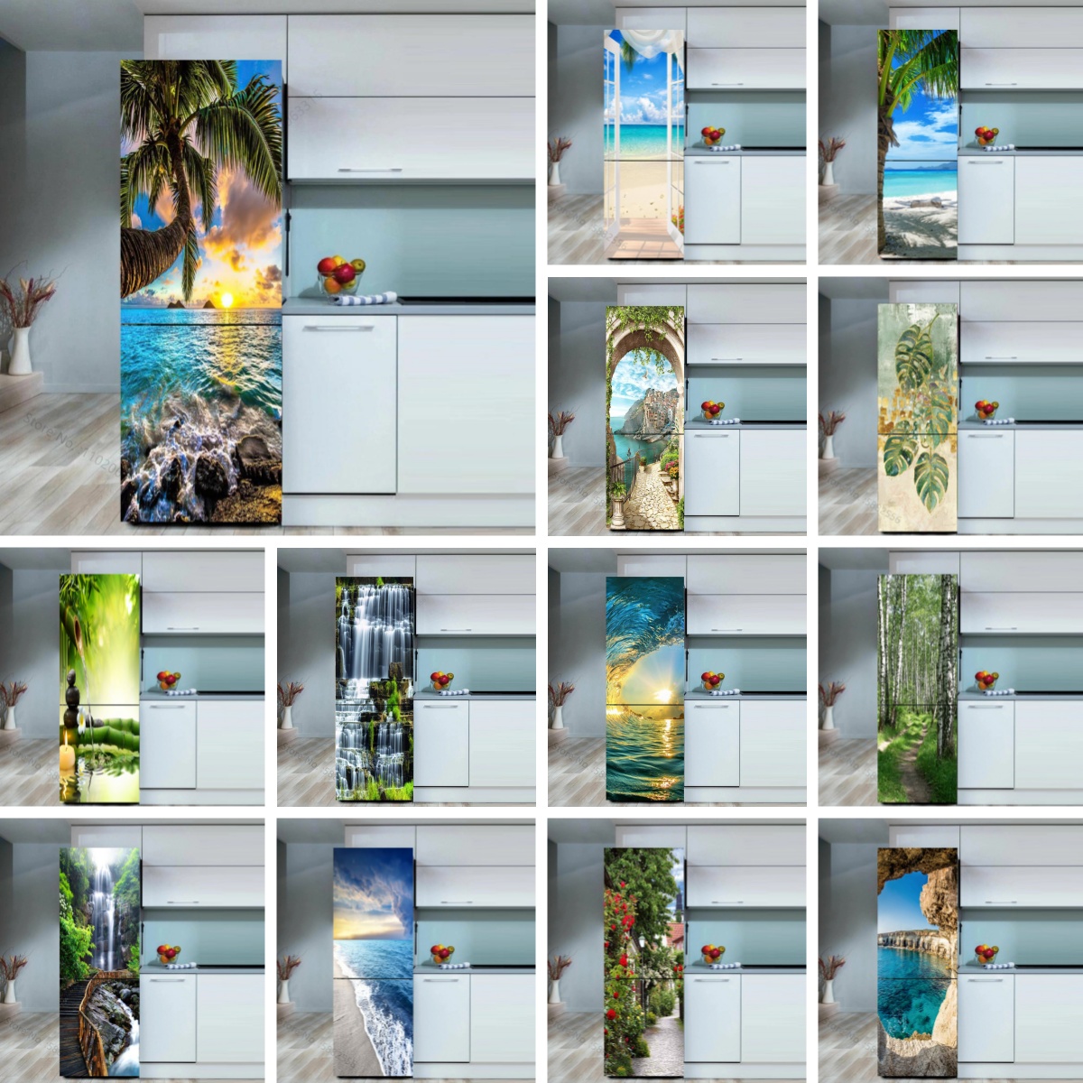 Seaside Beach Fridge Sticker D - Full Cover Adhesive のレビューと価格