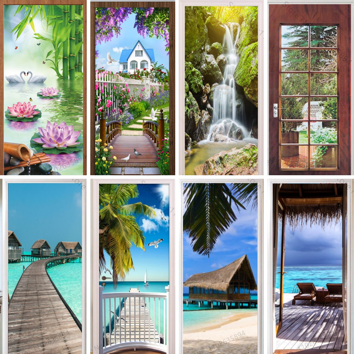 Natural Scenery Beach Waterfal - Full Cover Adhesive のレビューと価格