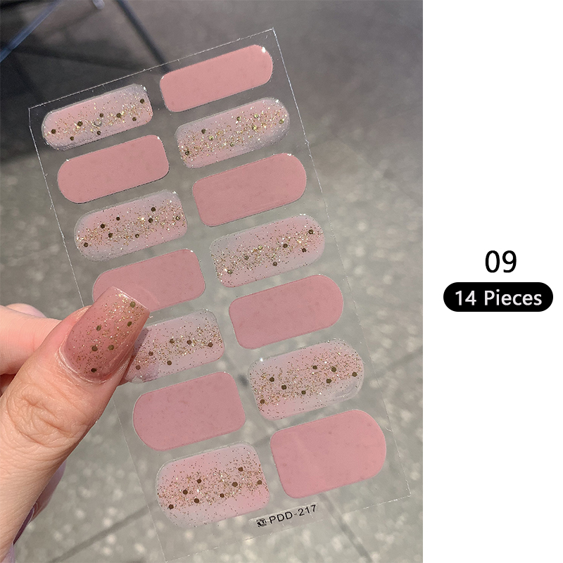 Baking-free Pink Nail Stickers - Full Cover Adhesive のレビューと価格