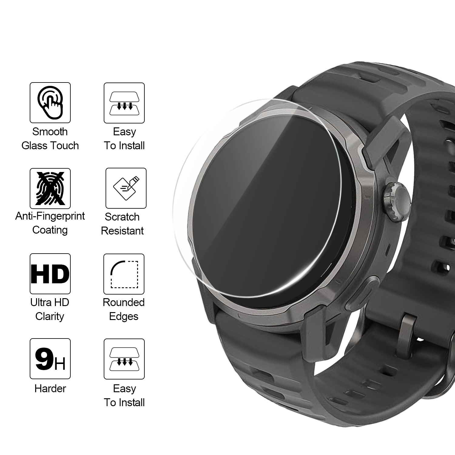 2Pcs Watch Protectors for Coro - Tempered Glass Screen 9H のレビューと価格