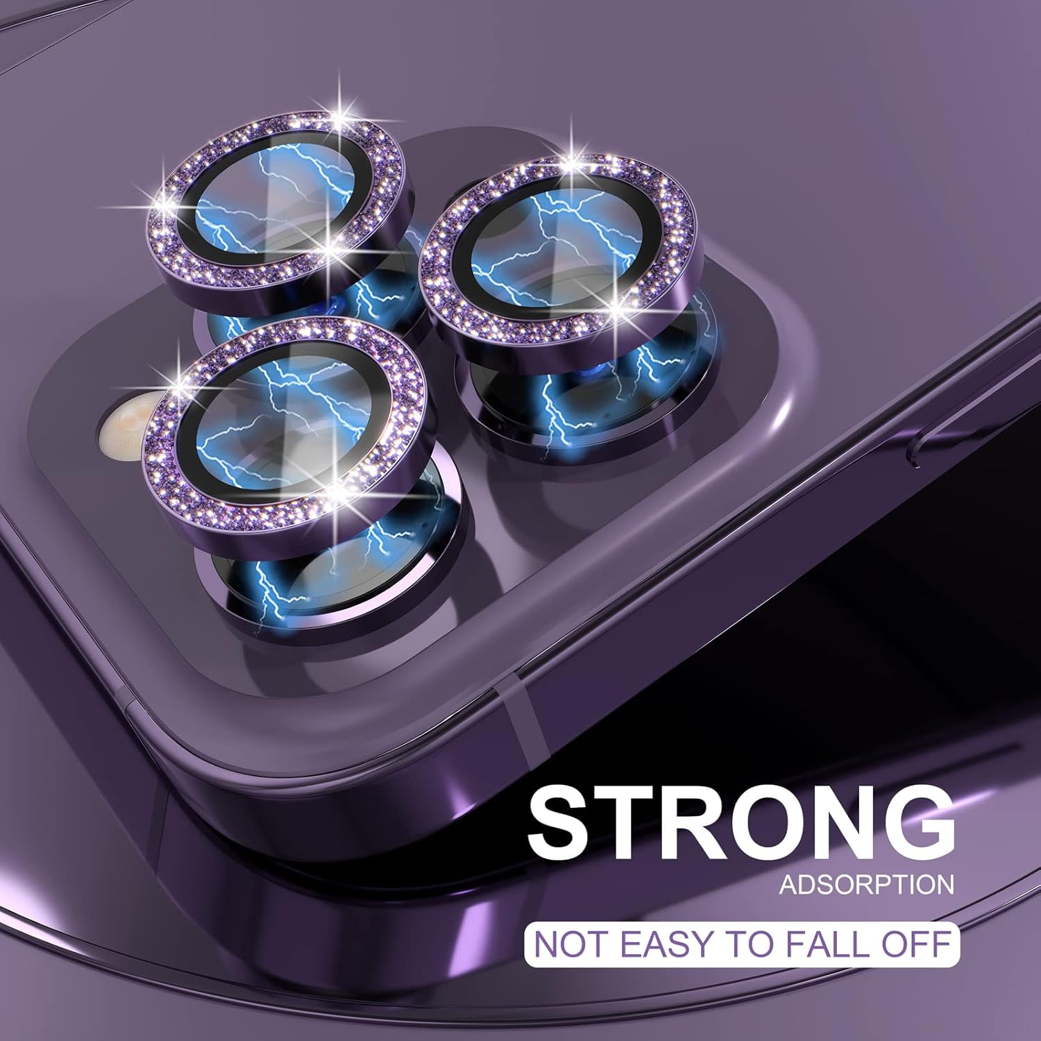 1Set Bling Glitter Purple Came - Tempered Glass Screen 9H のレビューと価格